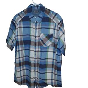 Eddie Bauer Blue Plaid Short-Sleeve Button-Down Shirt Size Xl
